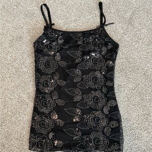 Paper Doll Black Sequin Floral Camisole